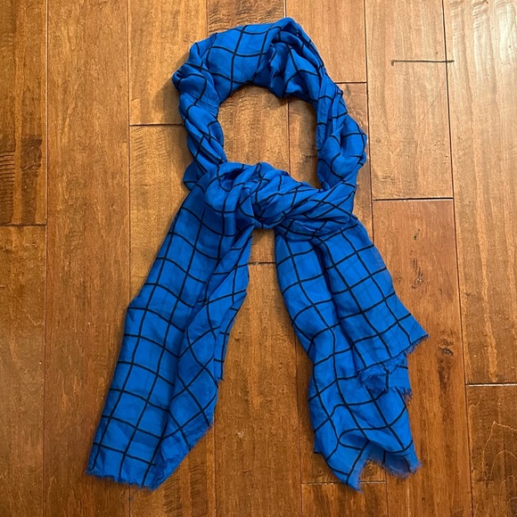 J. Crew Cerulean Blue Window Pane Silk Scarf - Picture 4 of 10